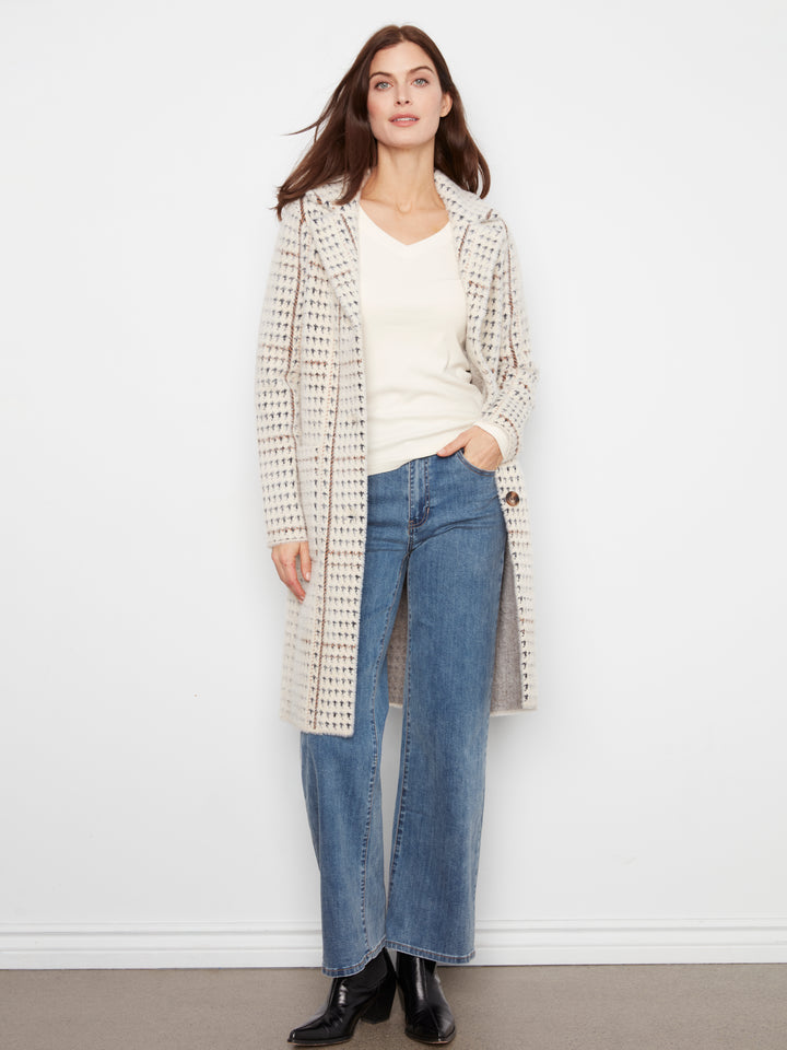 Le manteau-cardigan à carreaux Charlie B | C6326RR-950B