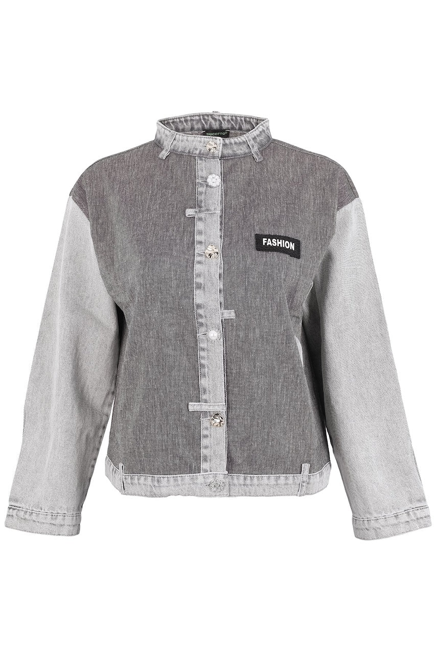 La veste bomber à sequins Tricotto 96022 – Grey – vue 2