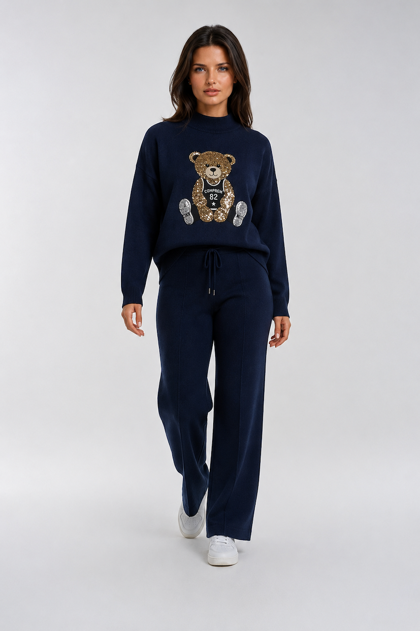 Le pull à ourson pailleté Ness | N120232
