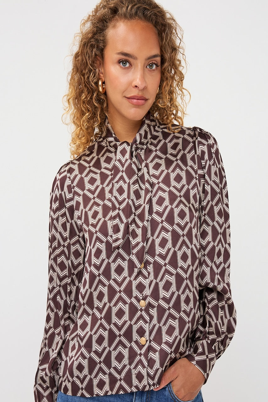 La blouse imprimée à nœud Esqualo | F2614508