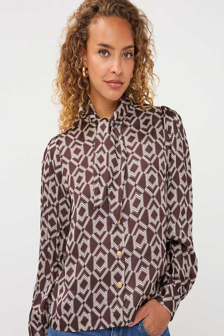 La blouse imprimée à nœud Esqualo | F2614508