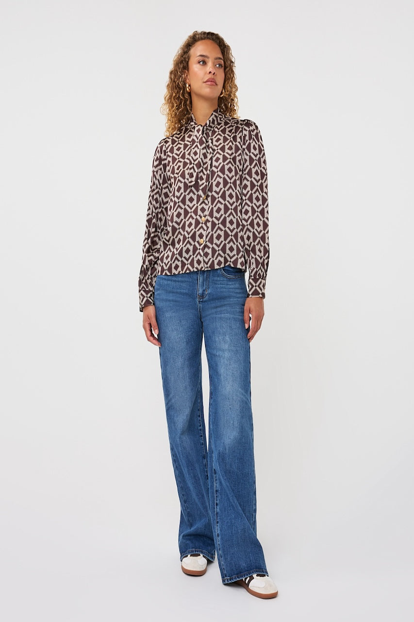 La blouse imprimée à nœud Esqualo | F2614508