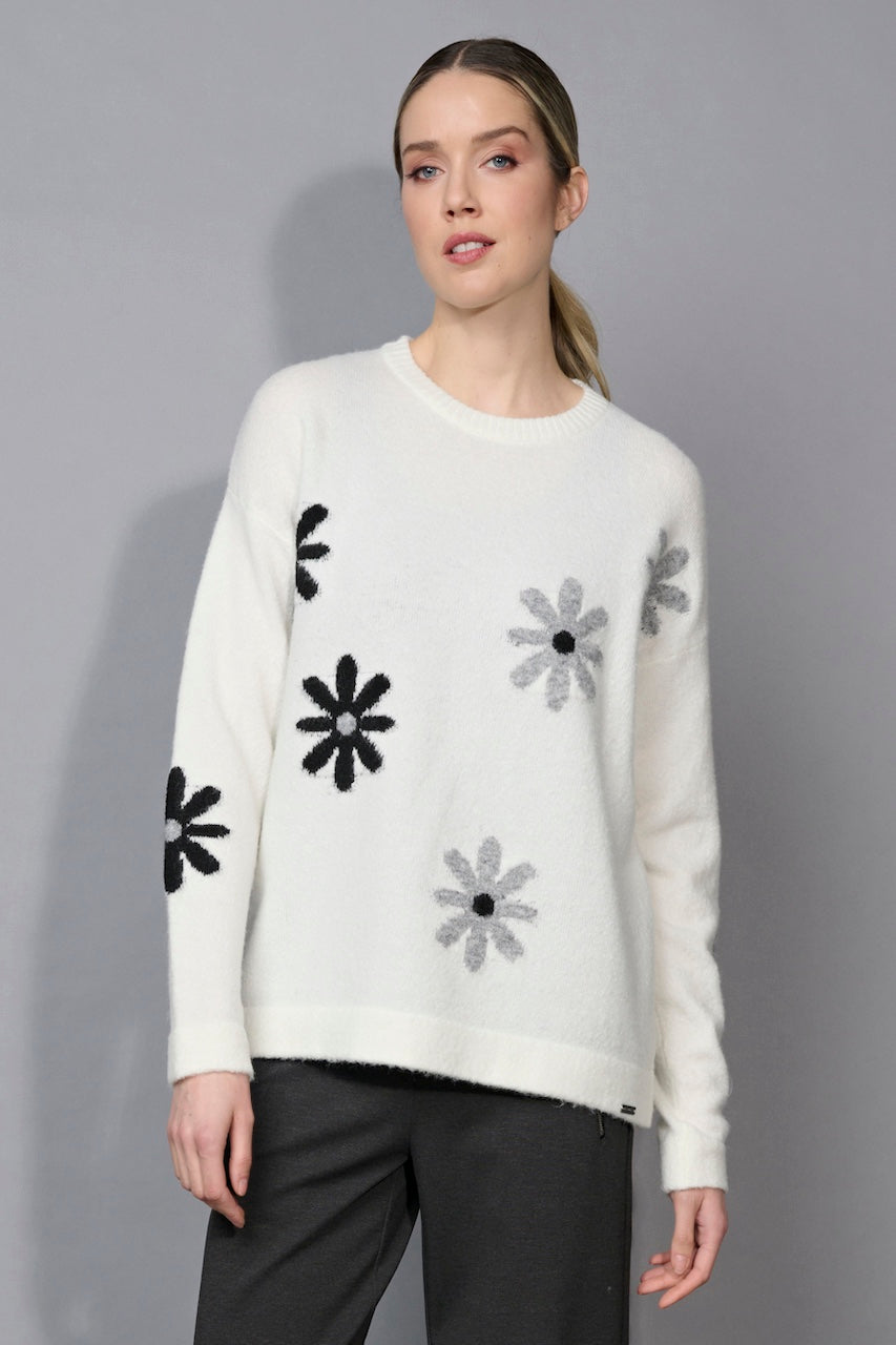 Le pull à fleurs contrastantes Picadilly | FK755YG
