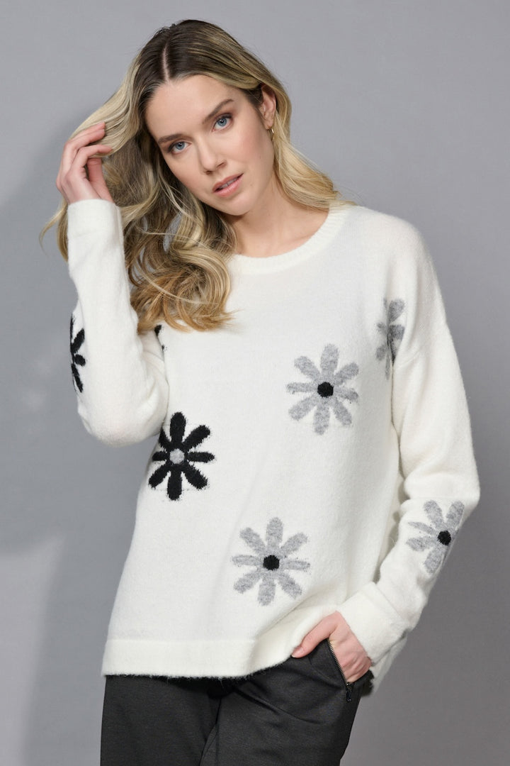 Le pull à fleurs contrastantes Picadilly | FK755YG