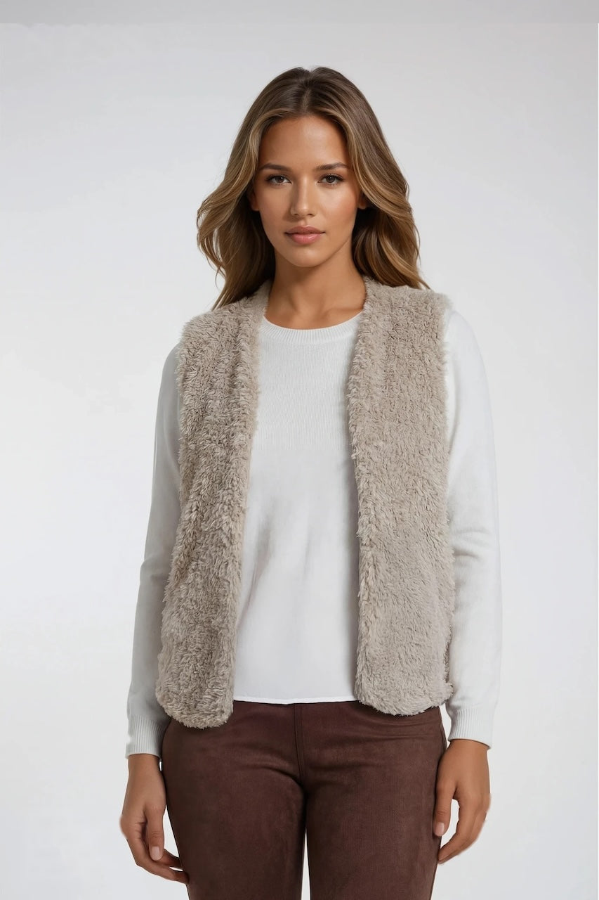 Le veston sans manches à texture pelucheuse Ness | N120281