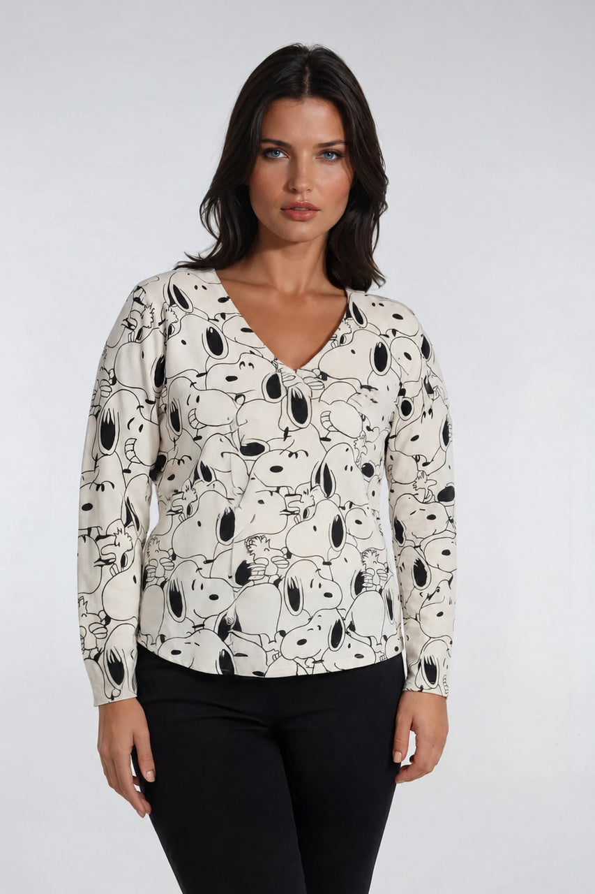 Le chandail Snoopy à encolure en V Ness | N120430