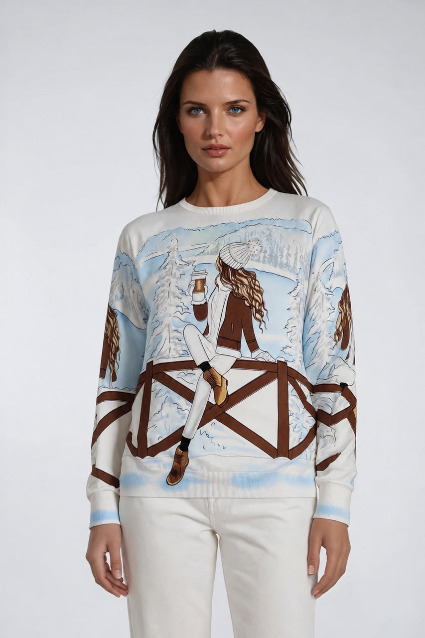 Le chandail imprimé en tricot doux Ness | N120432