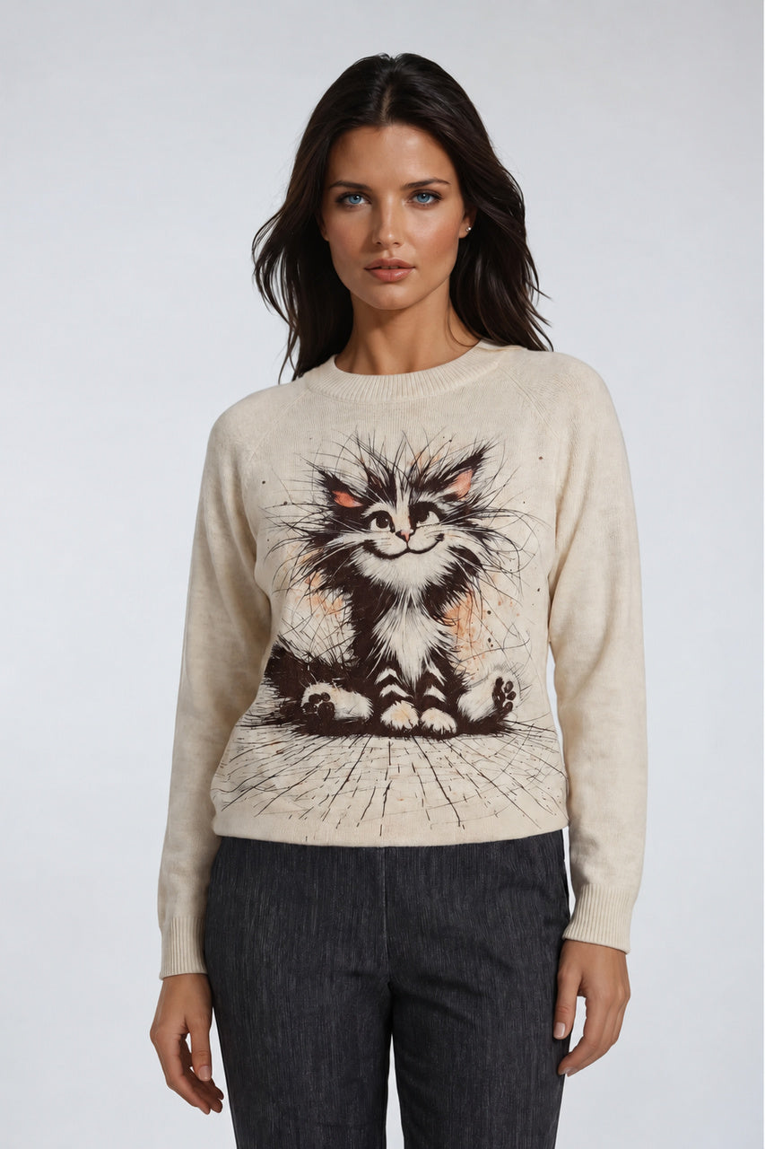 Le chandail imprimé chat Ness | N120435