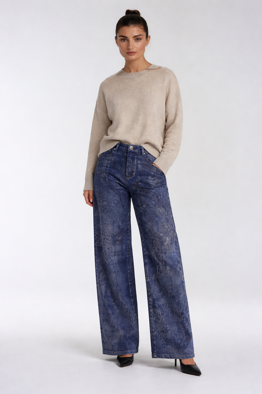 Le jean imprimé à jambe large Carreli Jeans | PR-27