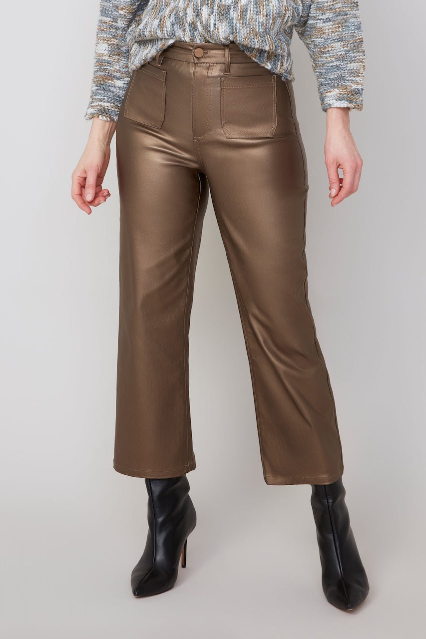Le pantalon métallique doré Renuar | R11037-E3054