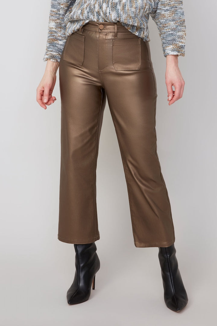 Le pantalon métallique doré Renuar | R11037-E3054