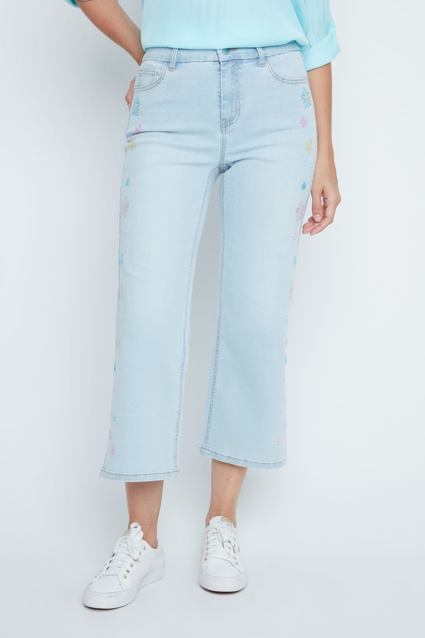 Le jean broderies florales Renuar | R11056D-E2141