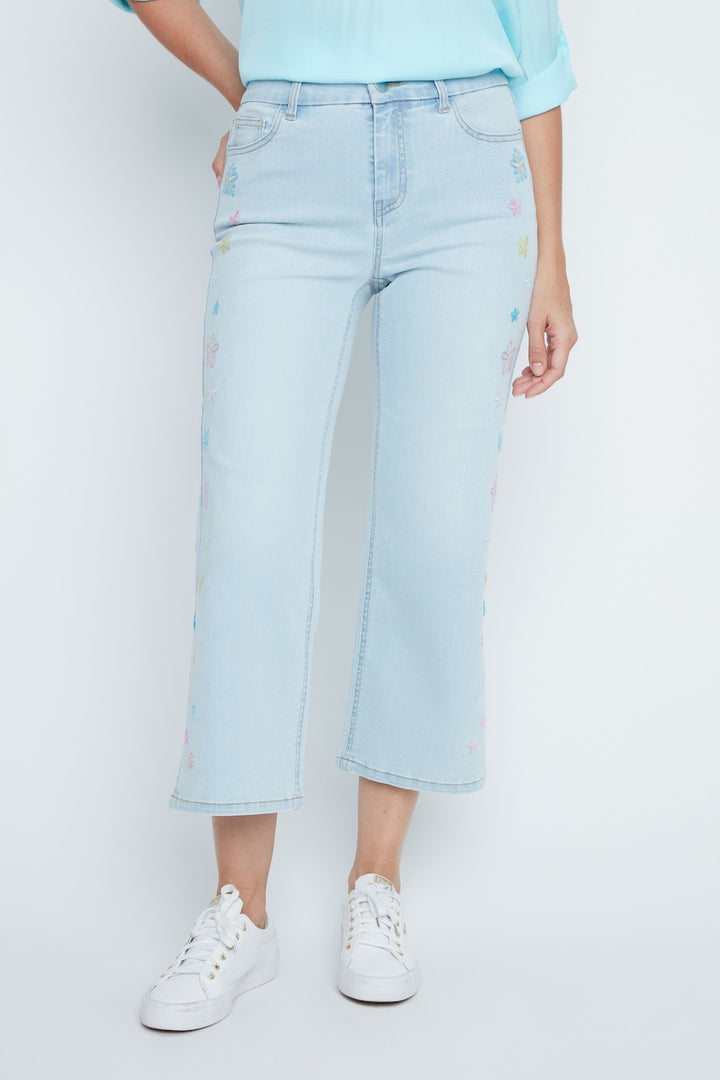 Le jean broderies florales Renuar | R11056D-E2141