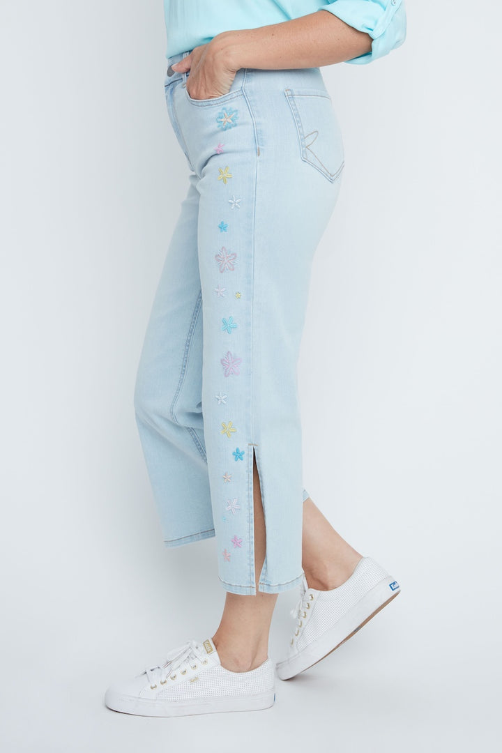 Le jean broderies florales Renuar | R11056D-E2141