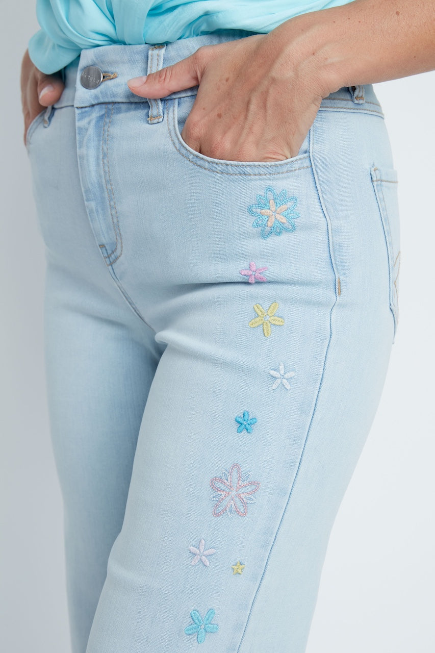 Le jean broderies florales Renuar | R11056D-E2141