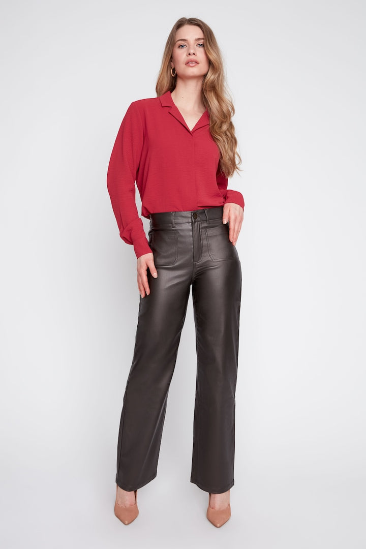 Le pantalon droit effet cuir Renuar | R11088-E3054