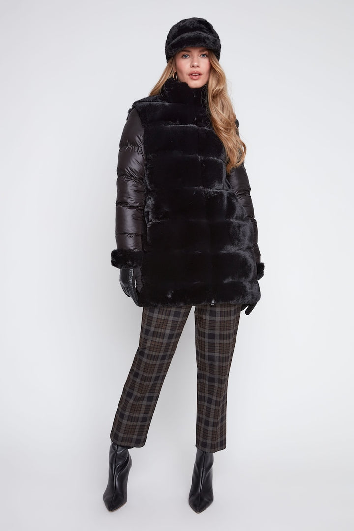 Le manteau en fausse fourrure à manches matelassées Renuar | R3951L-E3099