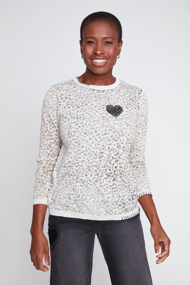 Le chandail en coton à imprimé animalier Renuar | R6998-4131