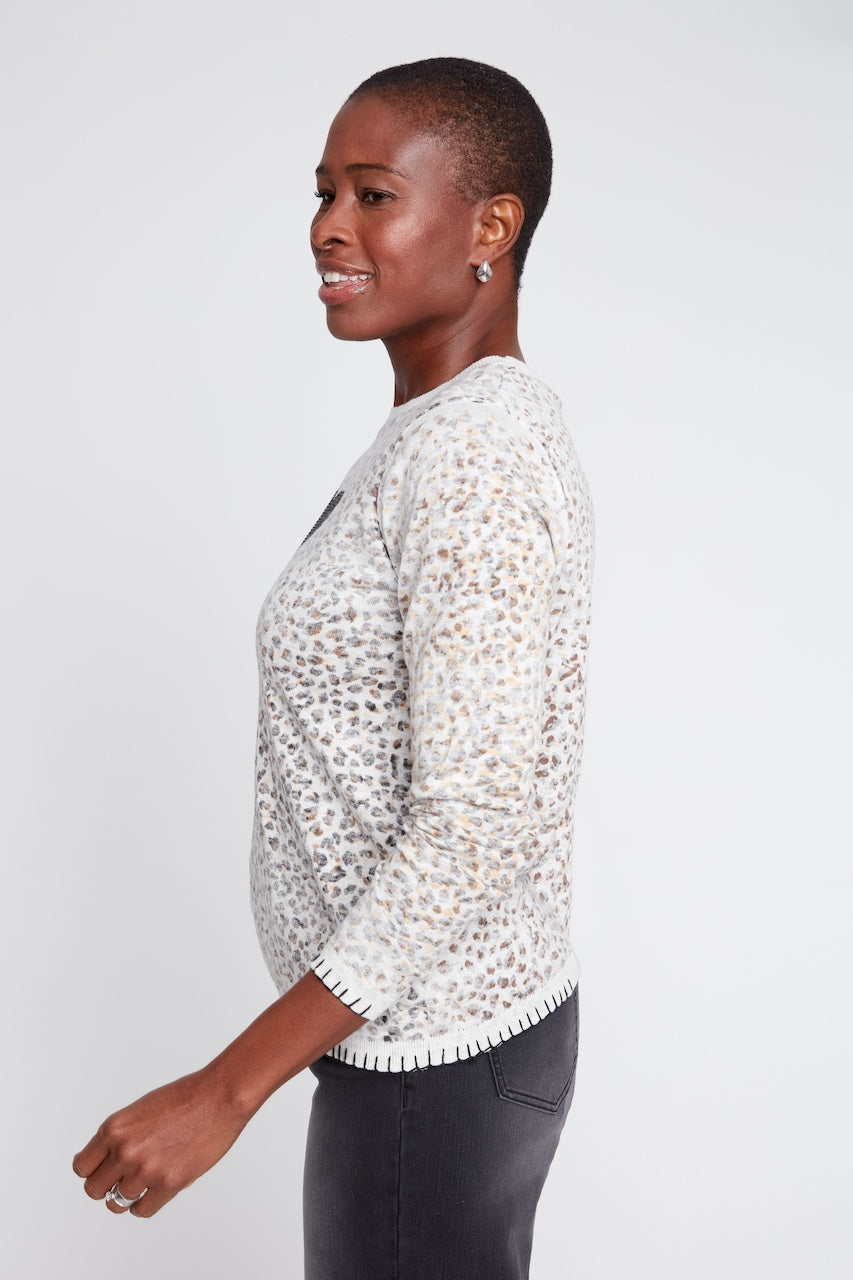 Le chandail en coton à imprimé animalier Renuar | R6998-4131
