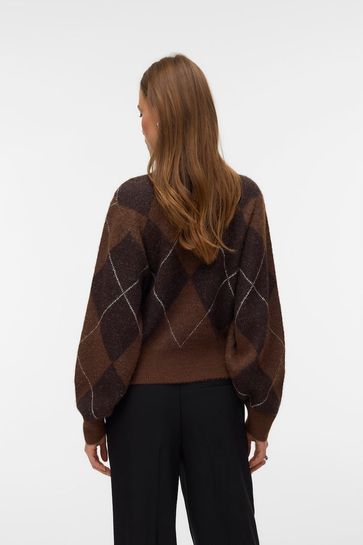 Le chandail à col roulé en jacquard Vero Moda 10350491 – Cocoa Brown – vue 2