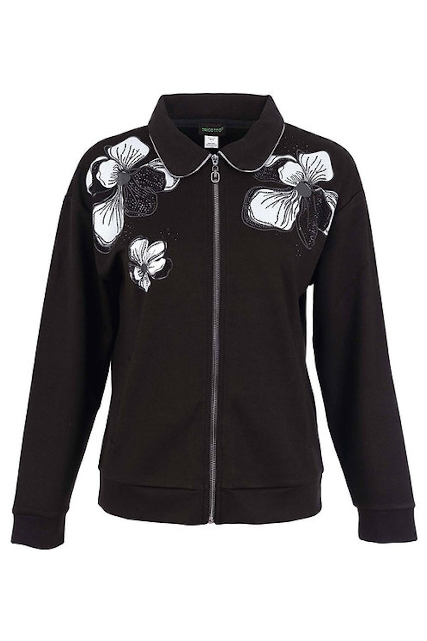 La veste à fermeture éclair Tricotto 96124 – Noir – vue 2