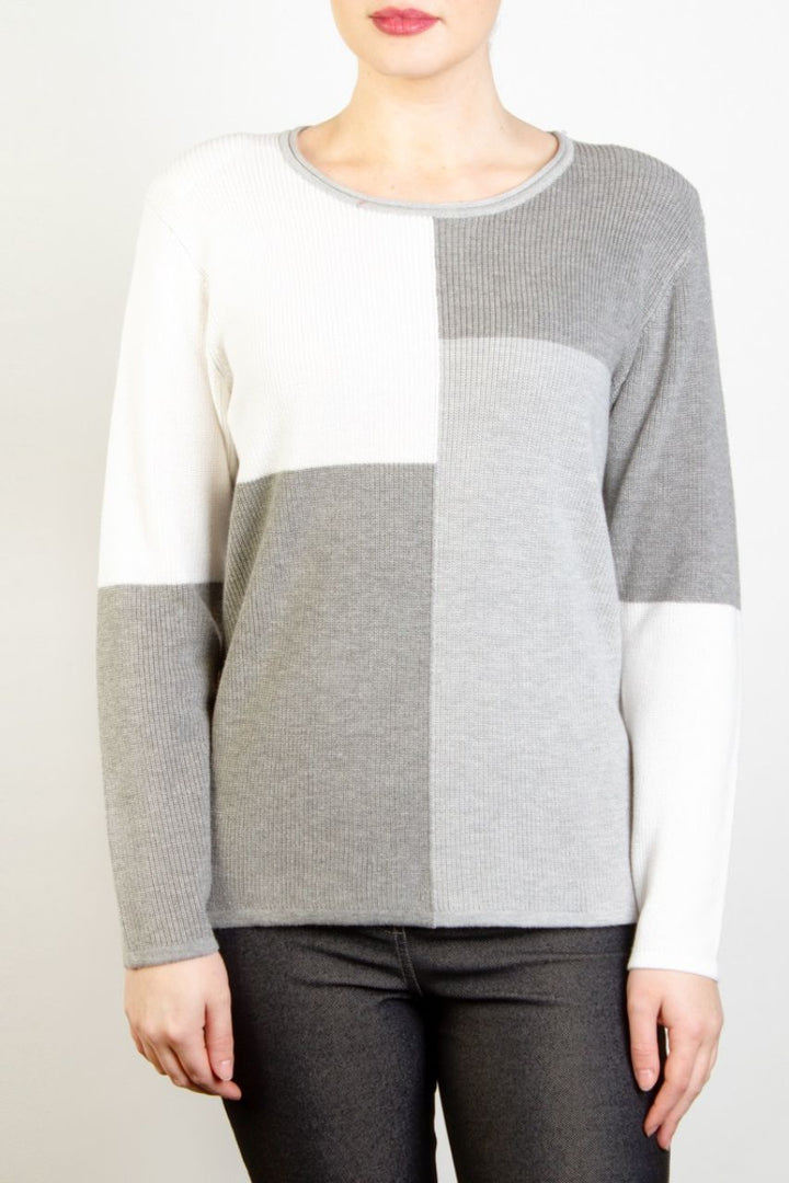 Asymmetric check sweater